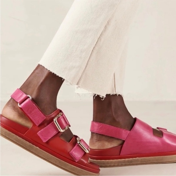 ALOHAS Harper Leather Pink and Red Slingback Buckled Sandals, size EU 40 - Picture 7 of 11